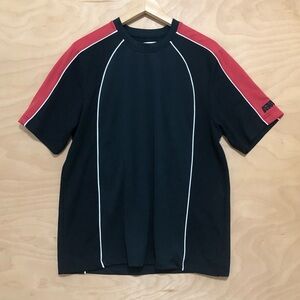 World Martial Arts Black T-Shirt with Red Shoulder Panels Sport Mens Size M.
